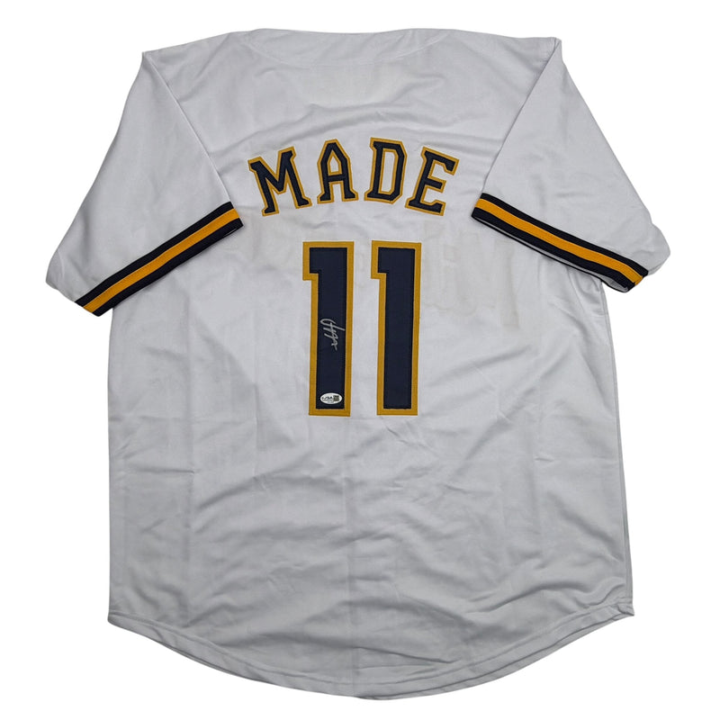 Autographed/Signed Jesus Made Milwaukee White Baseball Jersey JSA COA