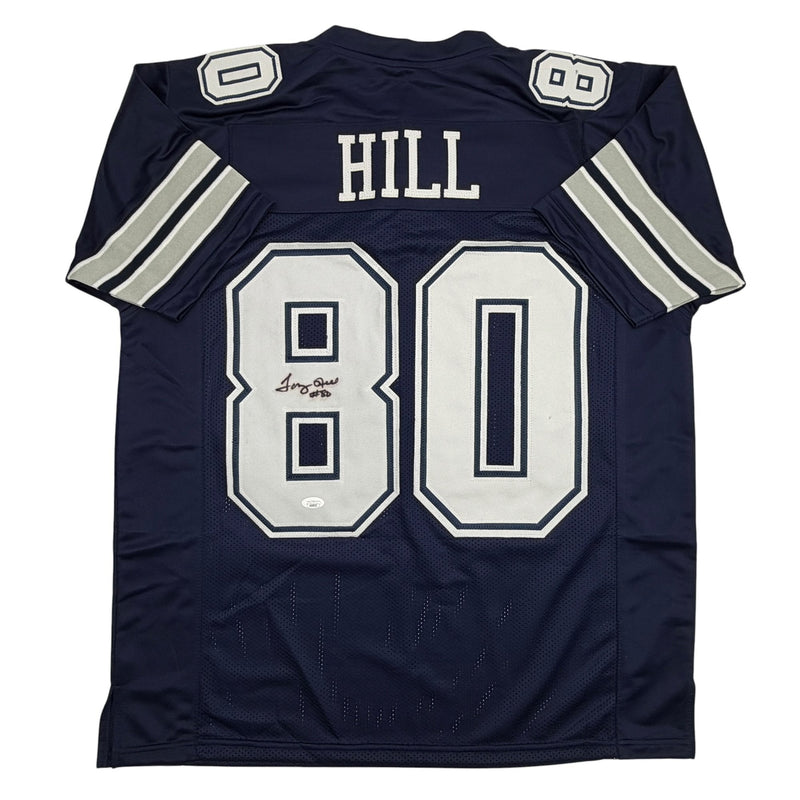 Autographed/Signed Tony Hill Dallas Blue Football Jersey JSA COA