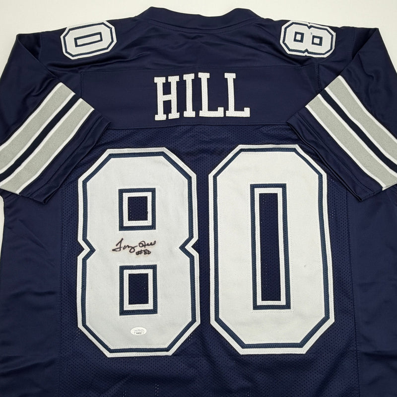 Autographed/Signed Tony Hill Dallas Blue Football Jersey JSA COA