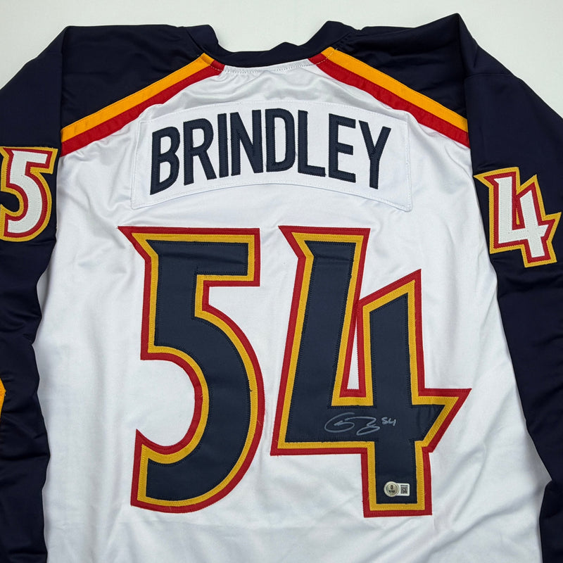 Autographed/Signed Gavin Brindley Colorado White Reverse Retro Hockey Jersey Beckett BAS COA