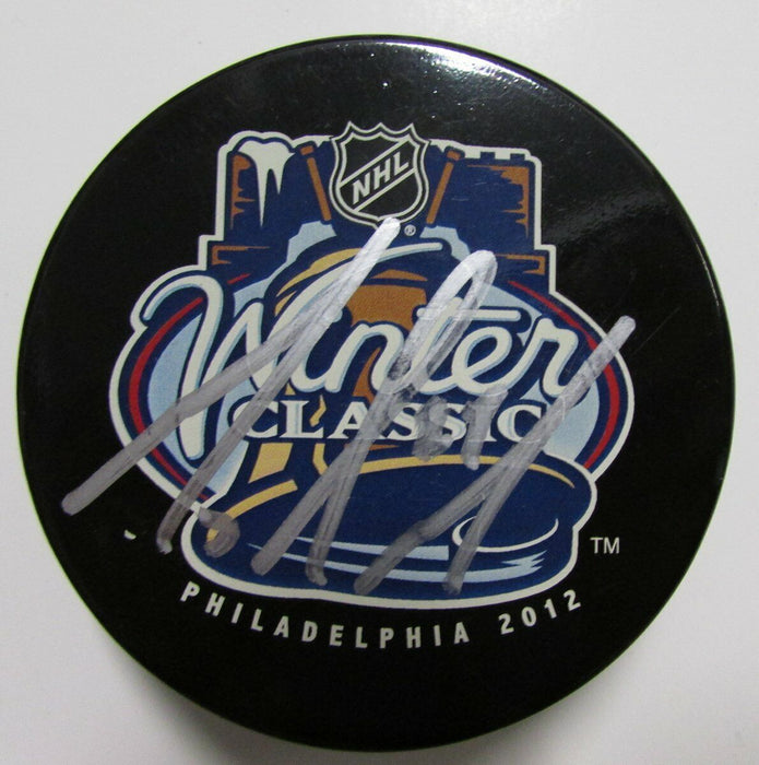 Matt Read Flyers Autographed/Signed Winter Classic 2012 Logo Puck JSA 144353