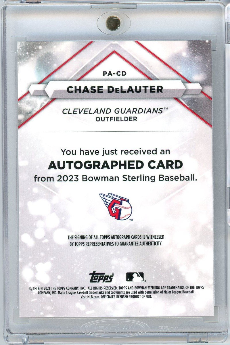 2023 Bowman Sterling Chase DeLauter #PACD Auto Rookie RC Baseball Card