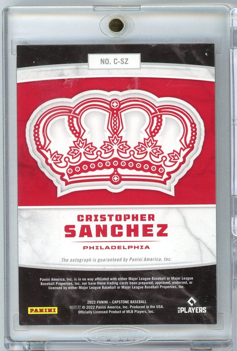 2022 Panini Capstone Cristopher Sanchez #CSZ Crown Auto Rookie RC Baseball Card