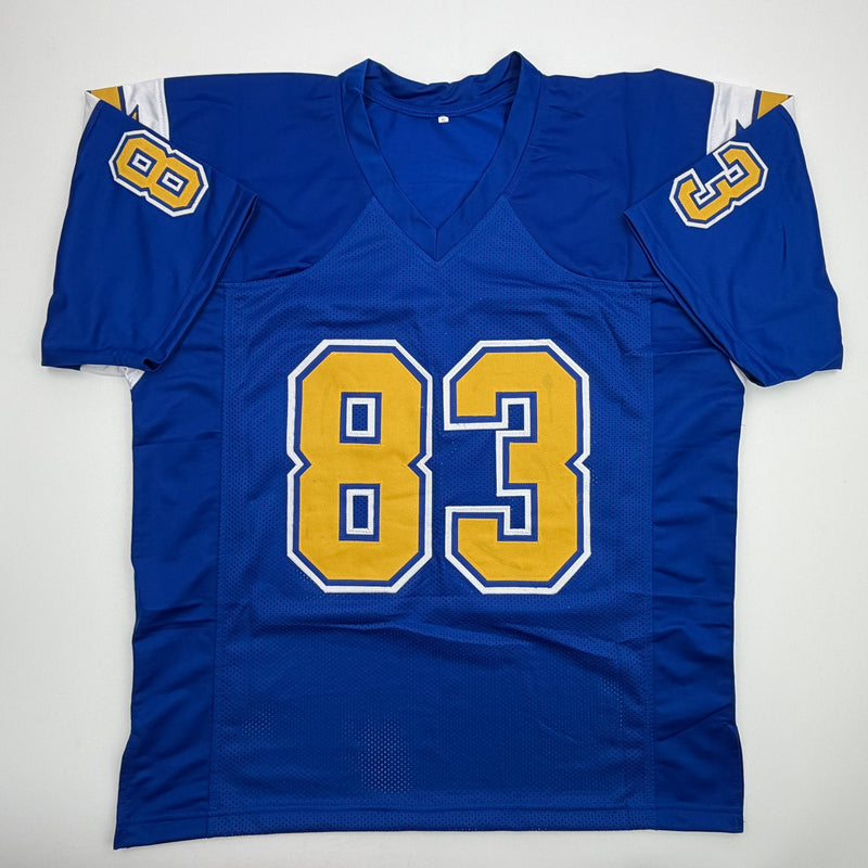 Autographed/Signed John Jefferson Los Angeles San Diego Royal Blue Football Jersey Beckett BAS COA