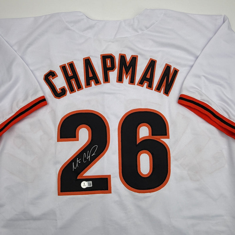 Autographed/Signed Matt Chapman San Francisco White Baseball Jersey Beckett BAS COA