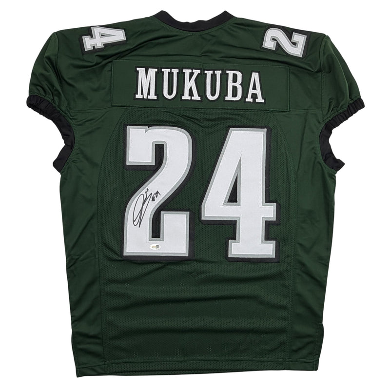 Autographed/Signed Andrew Mukuba Philadelphia Midnight Green Pro Cut Football Jersey JSA COA