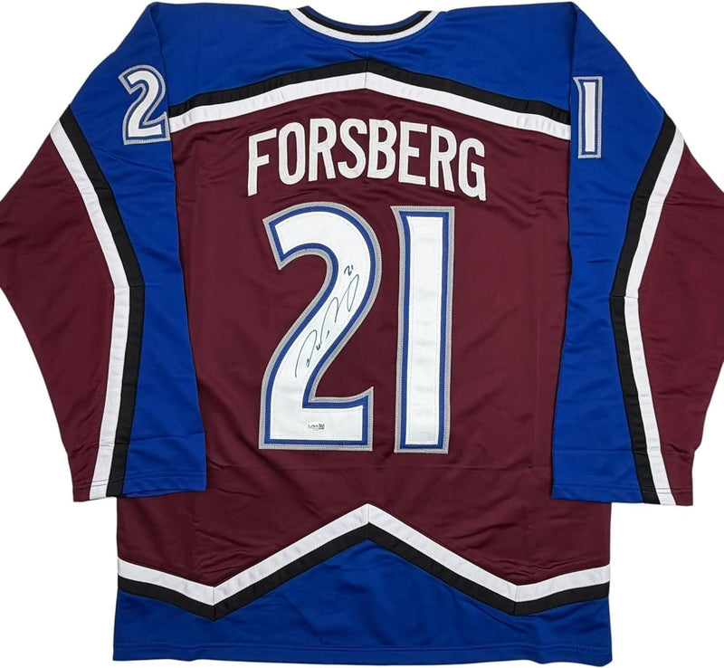 Autographed/Signed Peter Forsberg Colorado Maroon Hockey Jersey JSA COA