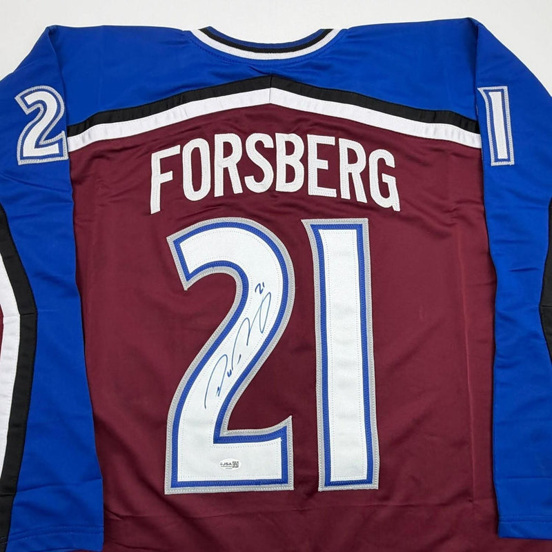 Autographed/Signed Peter Forsberg Colorado Maroon Hockey Jersey JSA COA