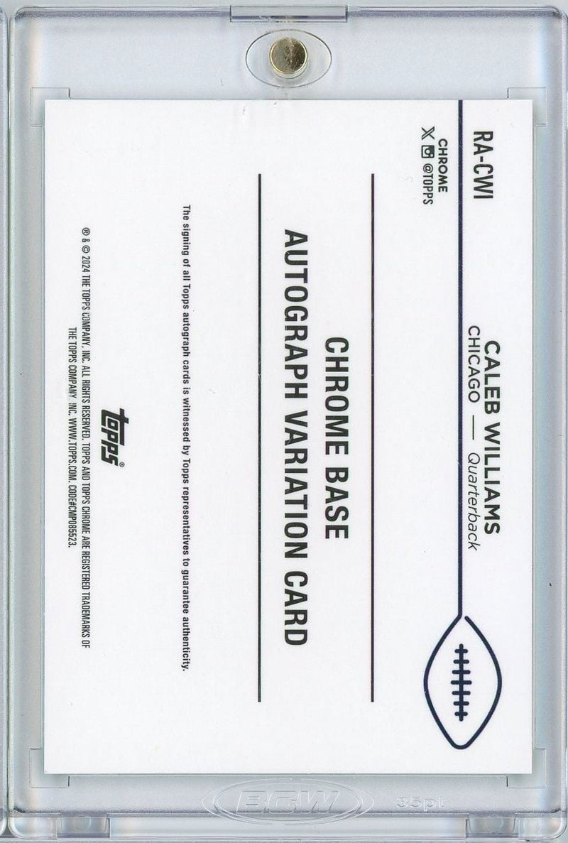 2024 Topps Chrome Caleb Williams #RACWI /99 Green Refractor Auto Rookie RC Football Card