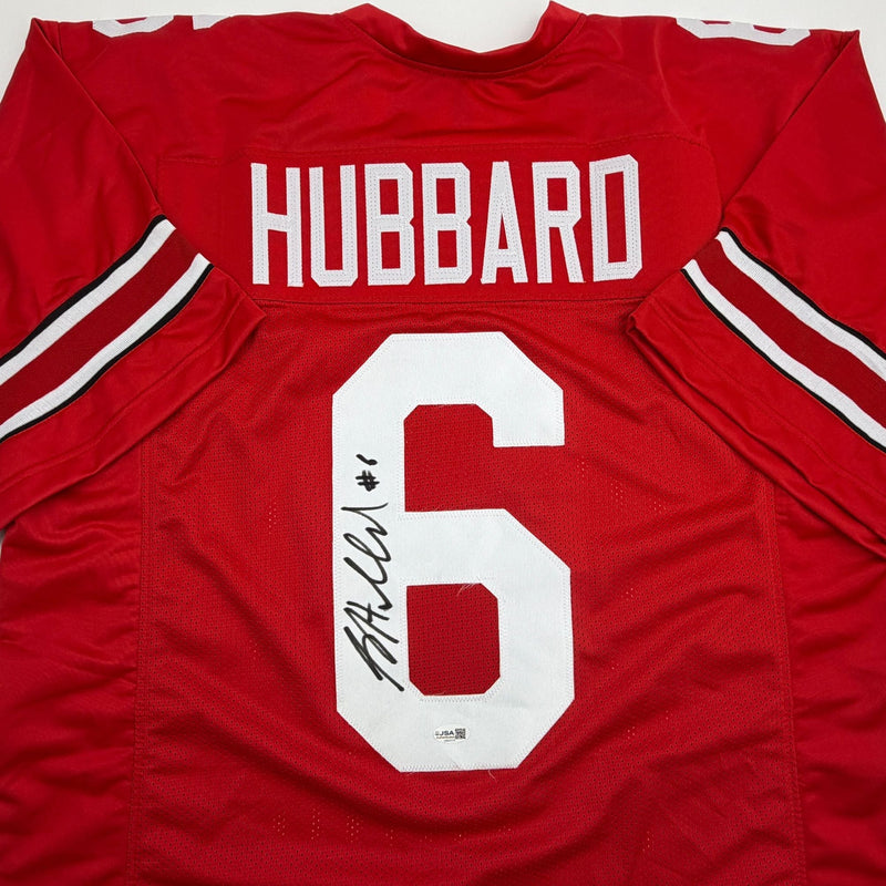 Autographed/Signed Sam Hubbard Ohio State Red College Football Jersey JSA COA