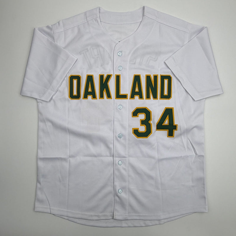 Autographed/Signed Dave Stewart Oakland White Baseball Jersey JSA COA