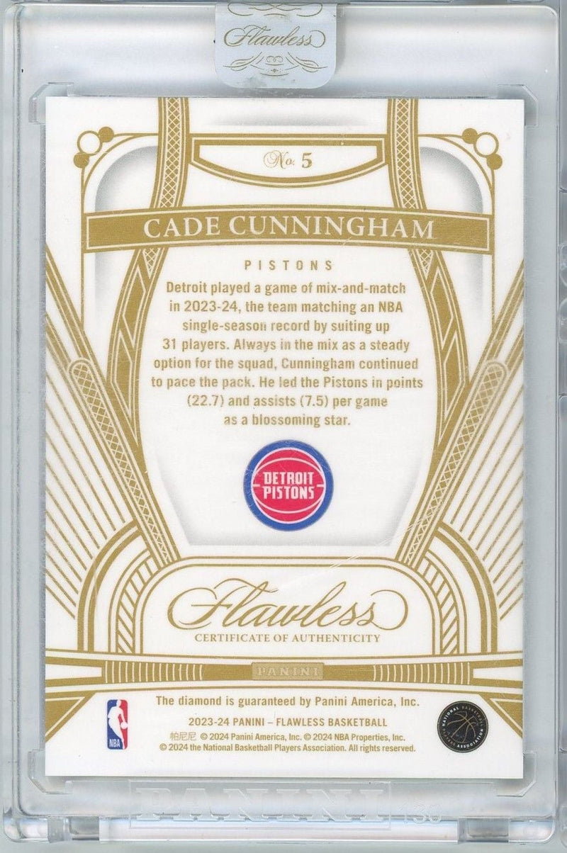 2023 Panini Flawless Cade Cunningham #5 /20 Diamond Basketball Card