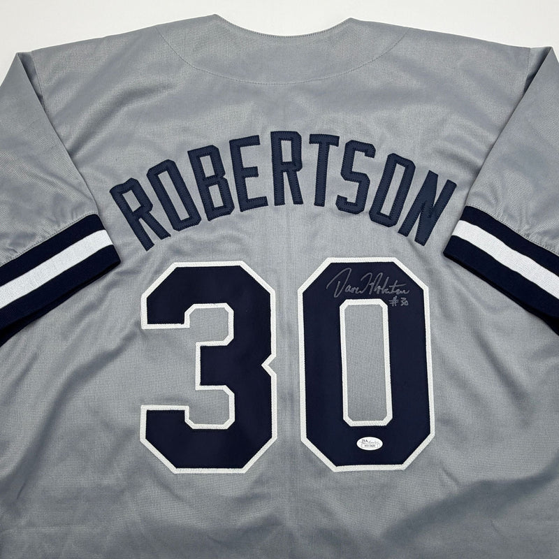 Autographed/Signed David Robertson New York Grey Baseball Jersey JSA COA