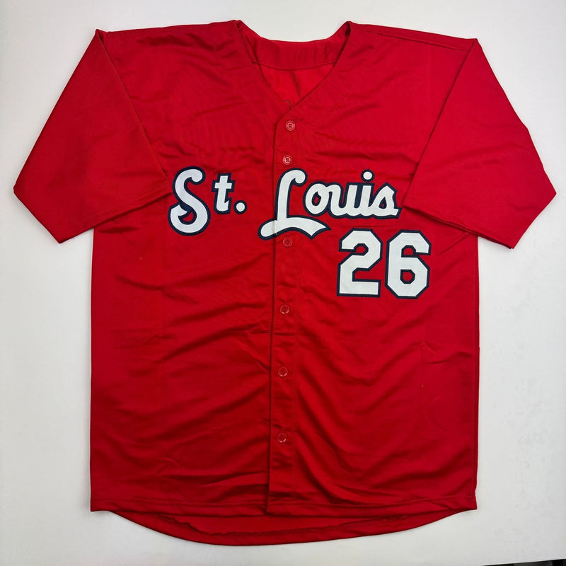 Autographed/Signed J.J. JJ Wetherholt St. Louis Red Baseball Jersey LCG Prova COA