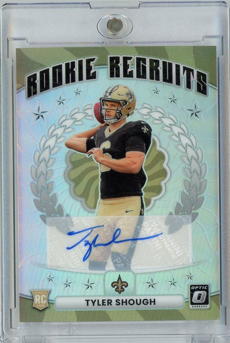 2025 Panini Donruss Optic Tyler Shough #14 /199 Rookie Recruits Refractor Auto Rookie RC Football Card
