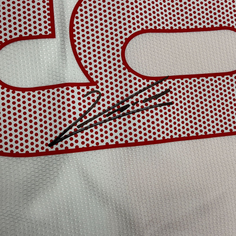 Autographed/Signed Robert Lewandowski Poland White Soccer Futbol Jersey Beckett BAS COA