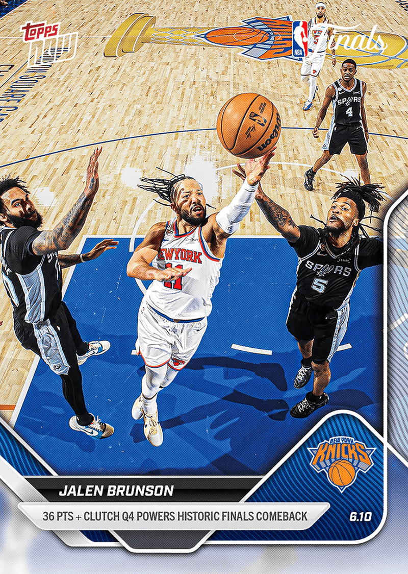 2025 Topps Now Jalen Brunson #337 36 Points + Clutch 4th Quarter Powers Historic Finals Comeback New York Knicks Basketball Card