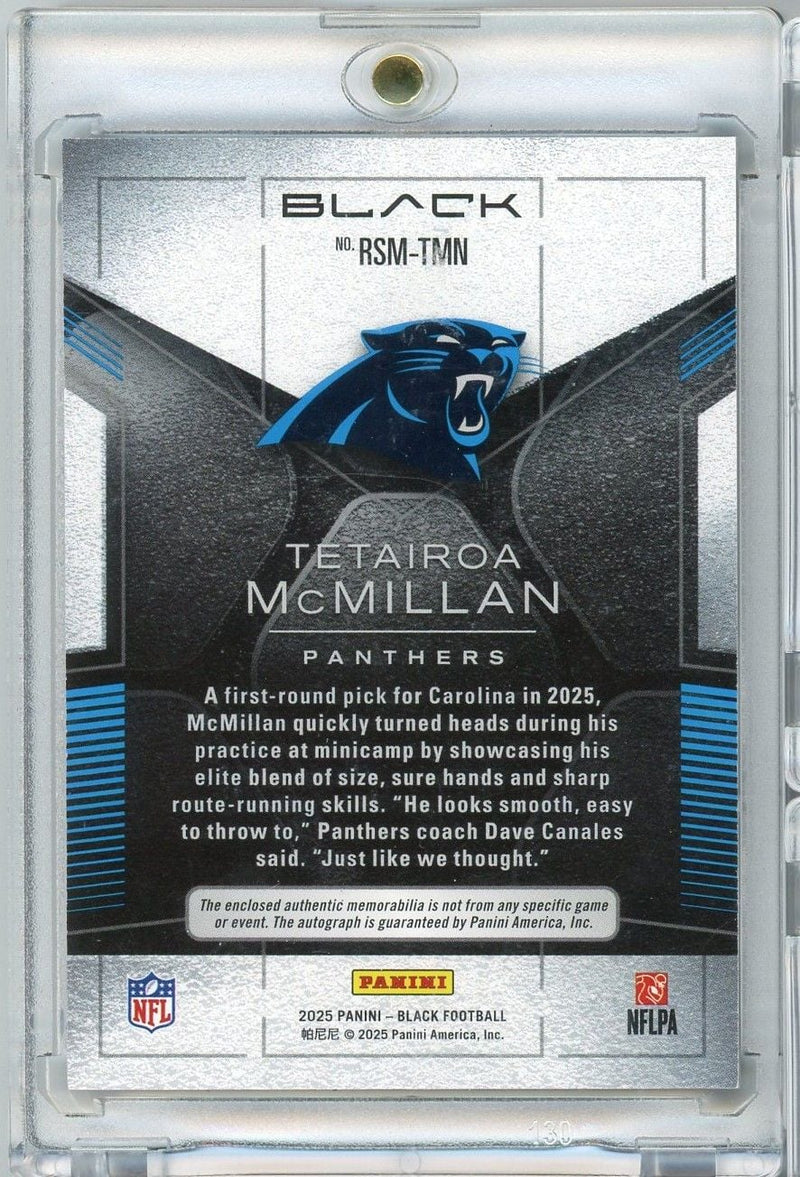 2025 Panini Black Tetairoa McMillan #RSMTMN RPA Auto /149 Rookie RC Football Card