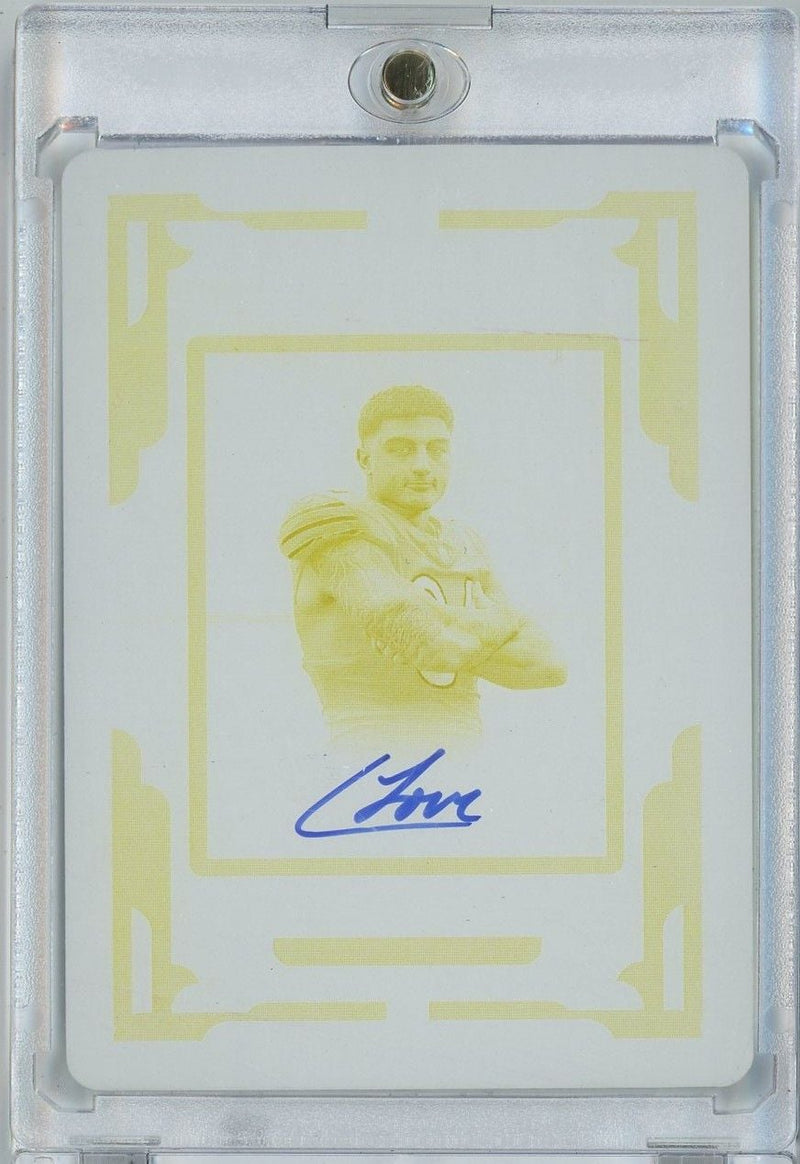 2025 Panini National Treasures Colston Loveland #RSFPCLD Printing Plate Auto 1/1 Rookie RC Football Card