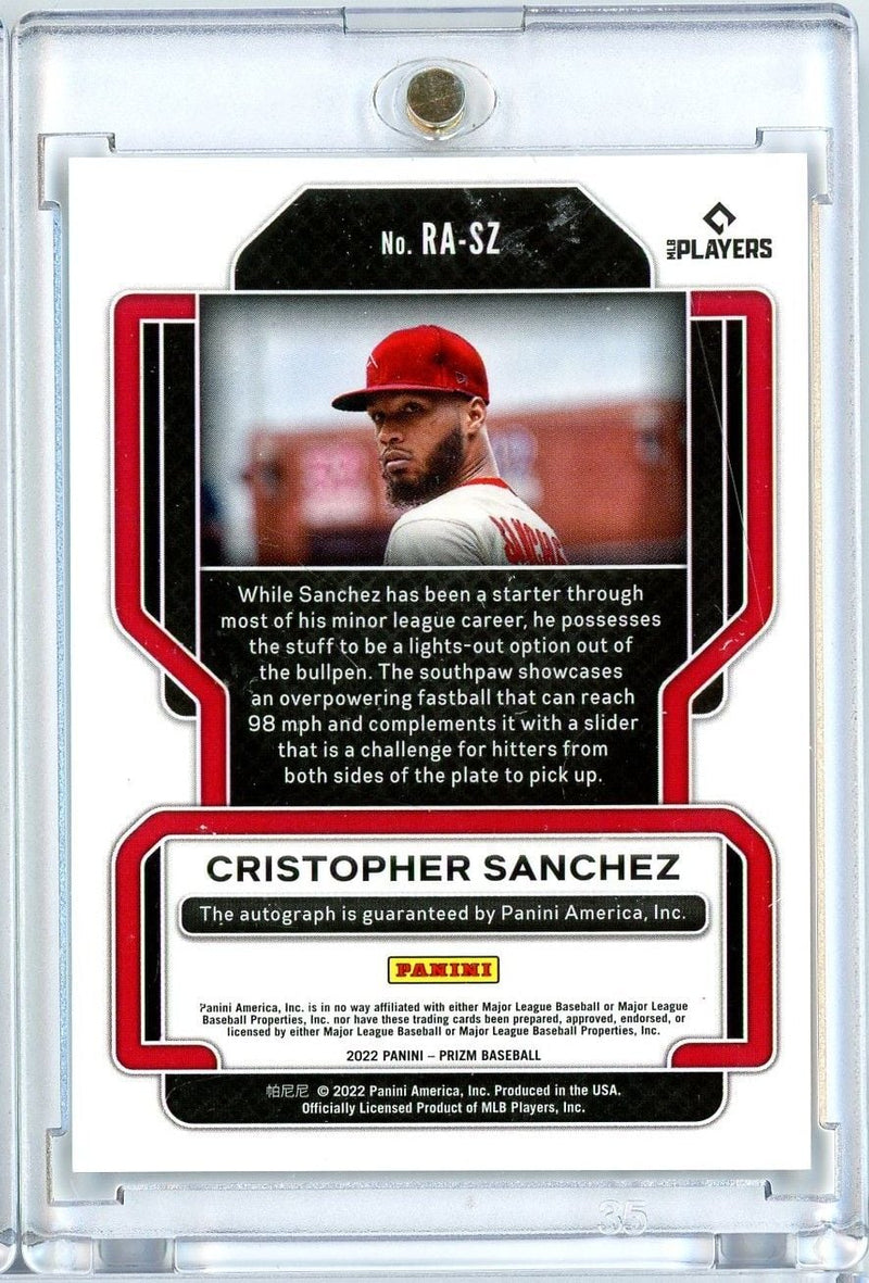 2022 Panini Prizm Cristopher Sanchez #RASZ Rookie Autographs Auto Rookie RC Baseball Card
