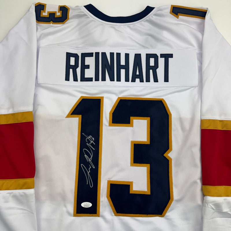 Autographed/Signed Sam Reinhart Florida White Hockey Jersey JSA COA