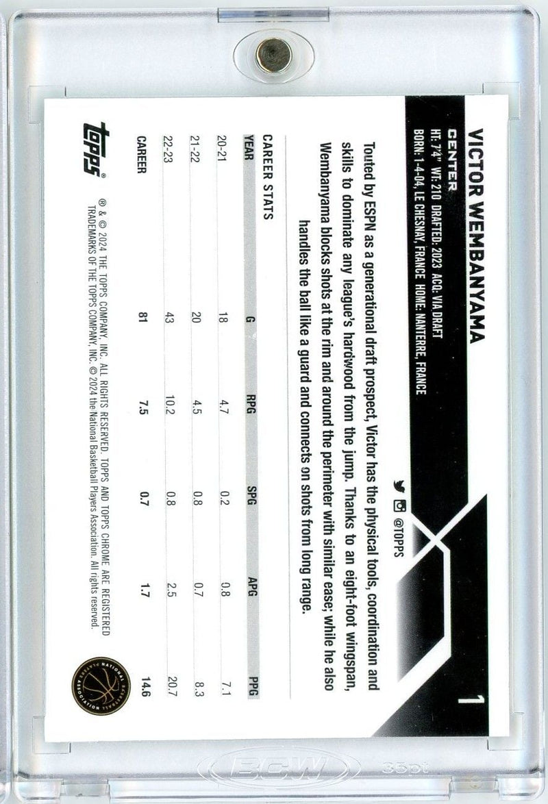 2023 Topps Chrome Victor Wembanyama #1 Green Logo Refractor Rookie RC Basketball Card