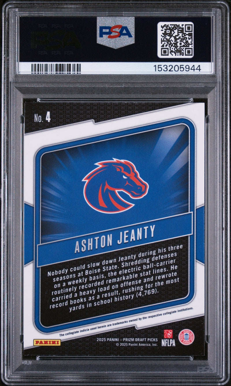 Graded 2025 Panini Prizm Draft Picks Ashton Jeanty #4 Hype Rookie RC Football Card PSA 10 Gem Mint