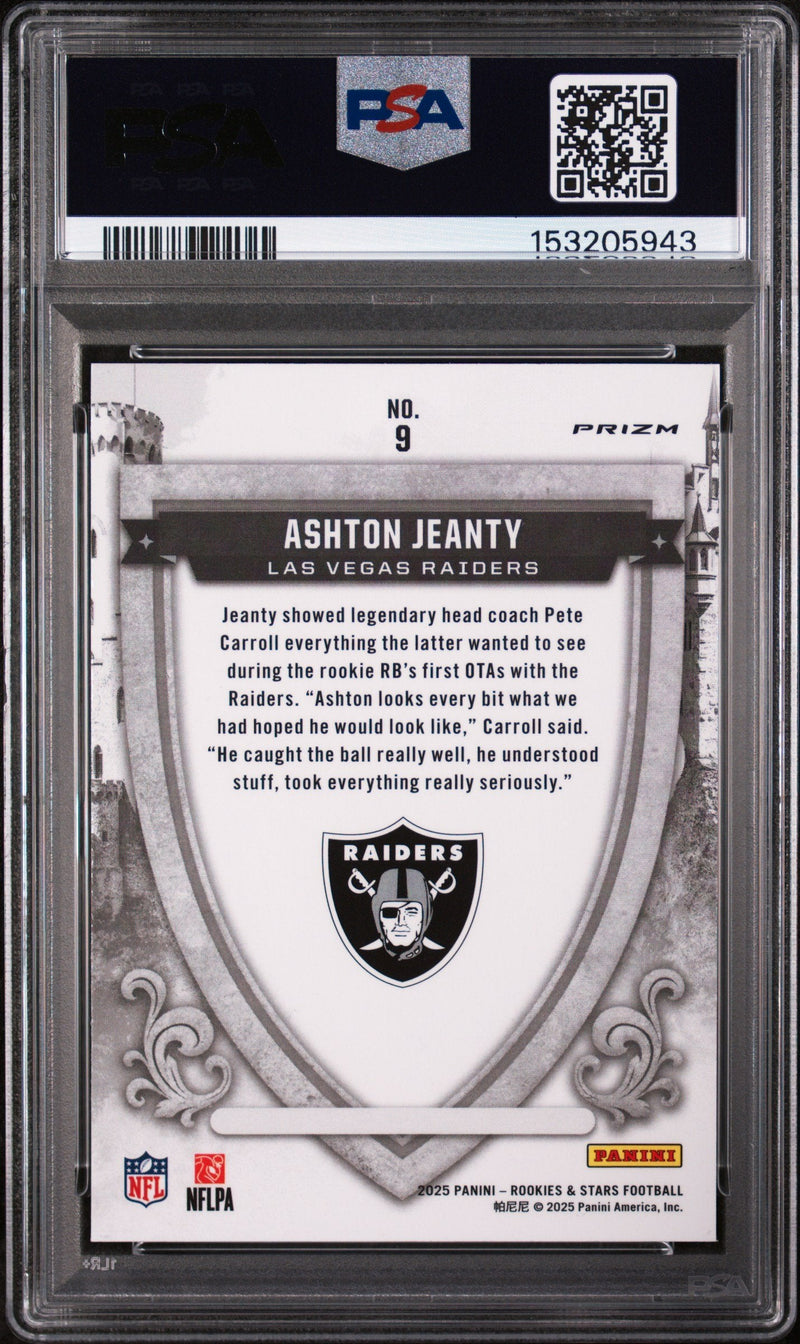 Graded 2025 Panini Rookies & Stars Ashton Jeanty #9 Crusade Red Plaid Rookie RC Football Card PSA 8 Near Mint