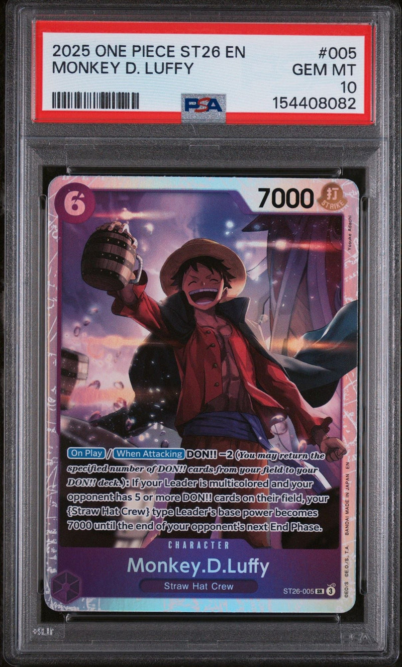 Graded 2025 One Piece Monkey D Luffy #005 Trading Card Game PSA 10 Gem Mint