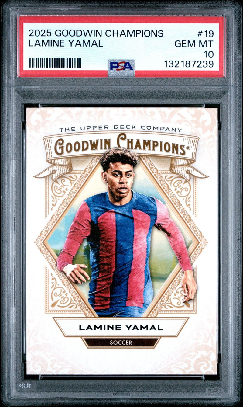 Graded 2025 Upper Deck UD Goodwin Champions Lamine Yamal #19 Soccer Card PSA 10 Gem Mint