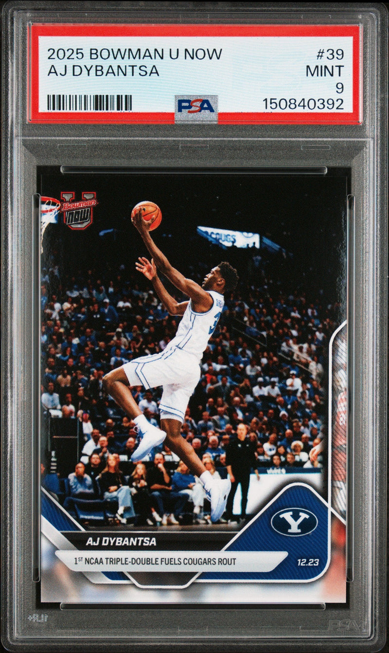 Graded 2025 Topps Bowman U Now AJ Dybantsa #39 Rookie RC Basketball Card PSA 9 Mint