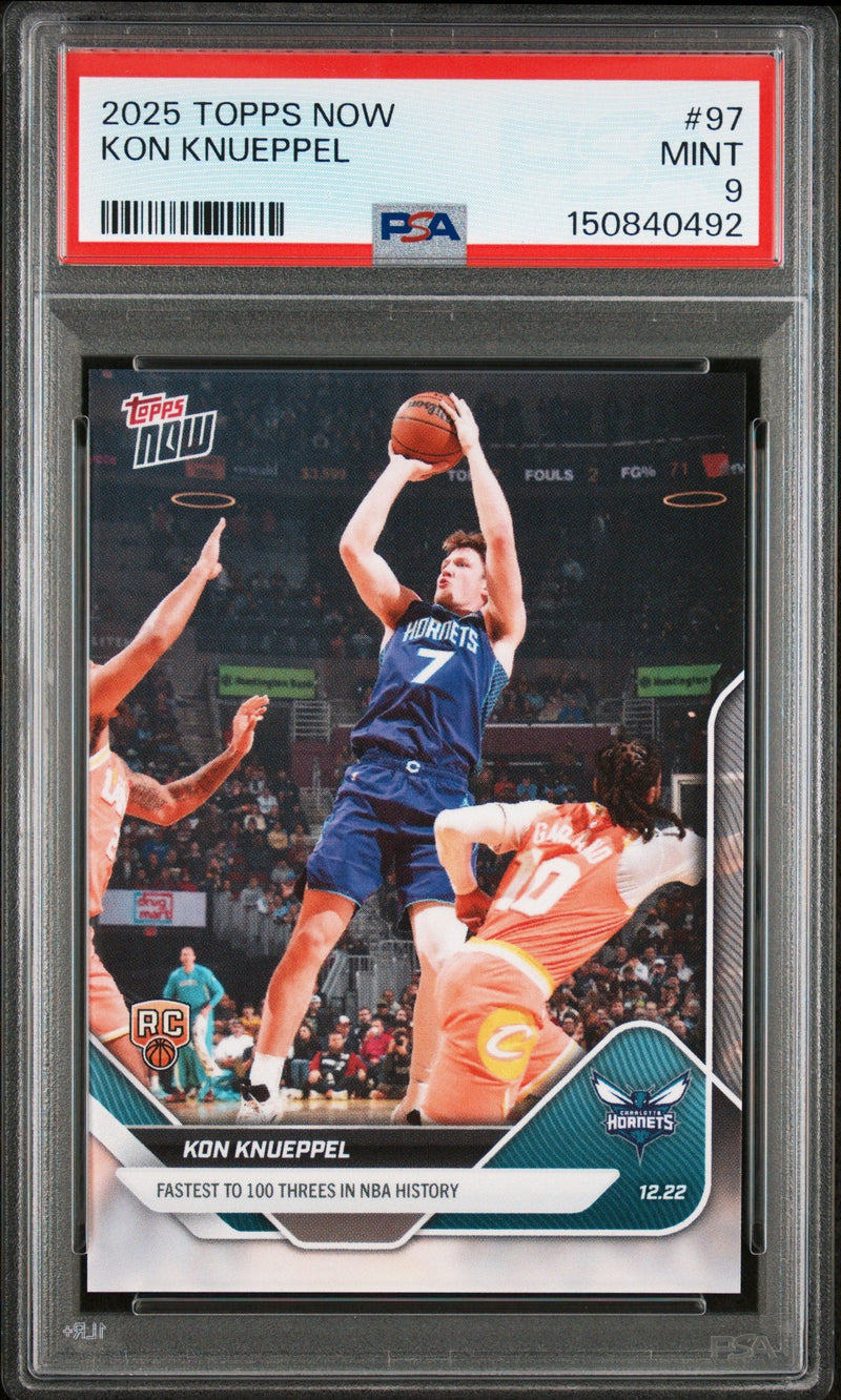 Graded 2025 Topps Now Kon Knueppel #97 Rookie RC Basketball Card PSA 9 Mint