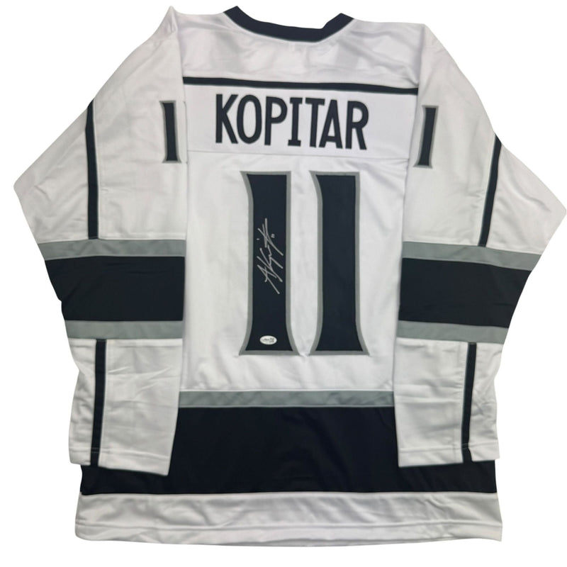 Autographed/Signed Anze Kopitar Los Angeles White Hockey Jersey JSA COA