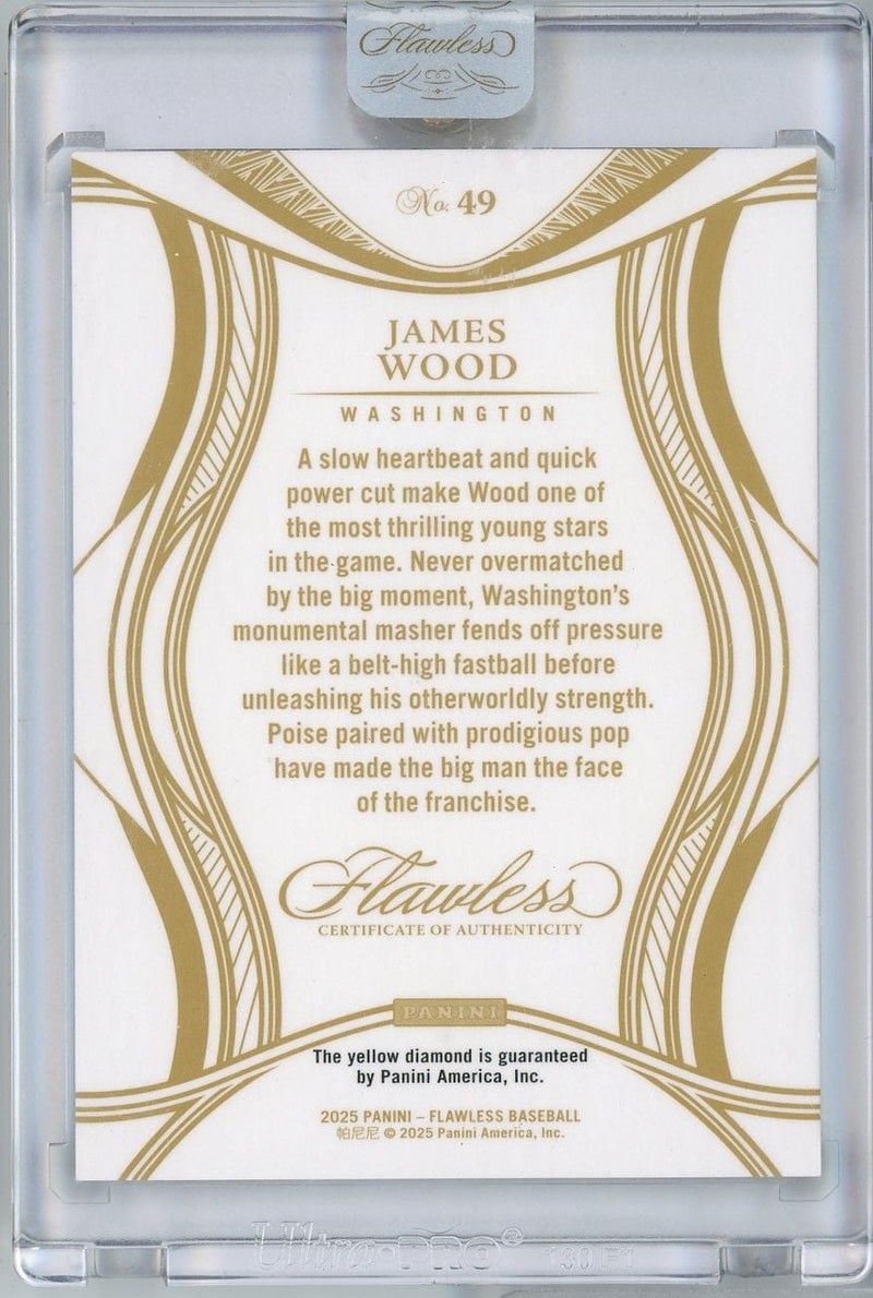 2025 Panini Flawless James Wood #49 Yellow Diamond /10 Rookie RC Baseball Card
