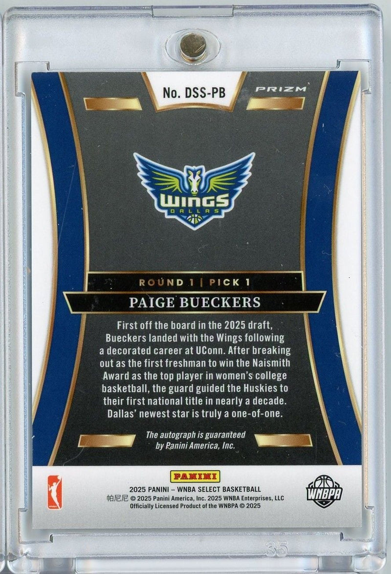 2025 Panini Select WNBA Paige Bueckers #DSS-PB Silver Auto Rookie RC Basketball Card