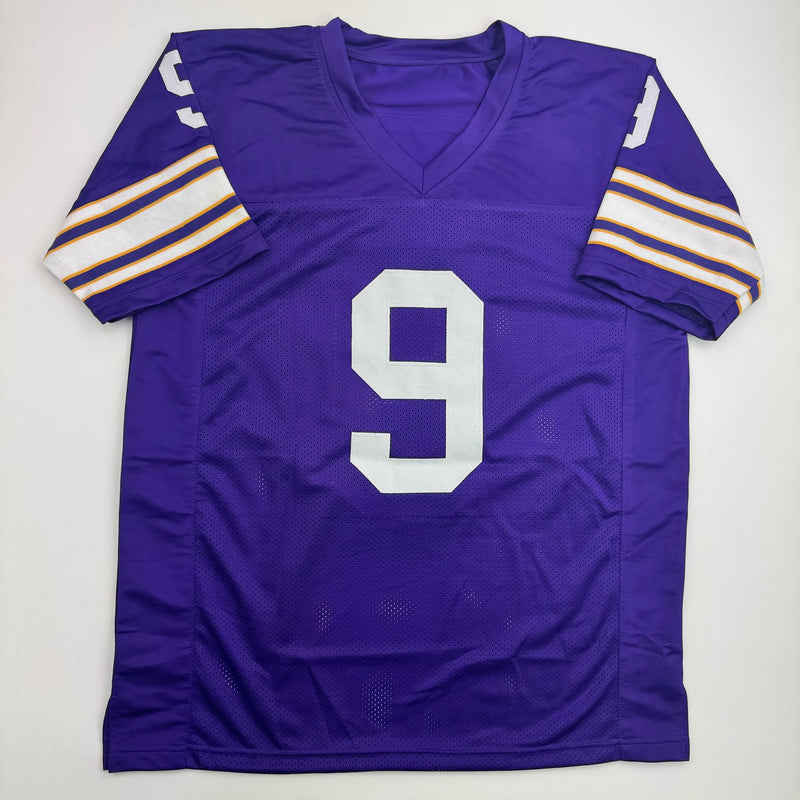 Autographed/Signed Tommy Kramer Minnesota Purple Football Jersey JSA COA