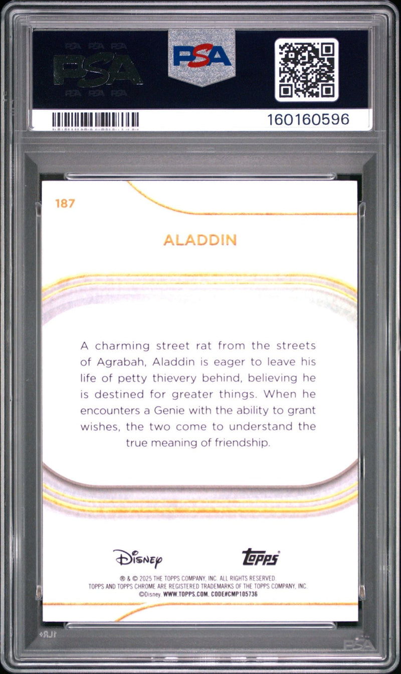 Graded 2025 Topps Chrome Disney Aladdin #187 Mickey Mouse B&W Shimmer /101 Trading Card PSA 10 Gem Mint