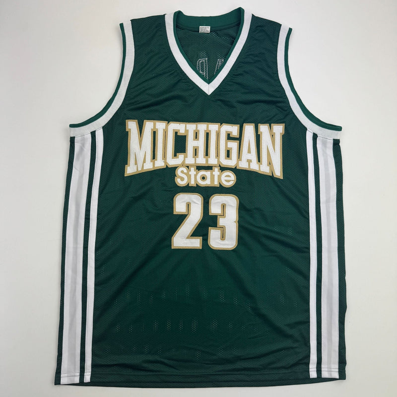 Autographed/Signed Jason Richardson Michigan State Green College Basketball Jersey Beckett BAS COA