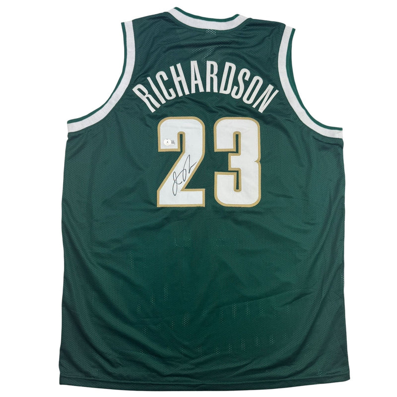 Autographed/Signed Jason Richardson Michigan State Green College Basketball Jersey Beckett BAS COA