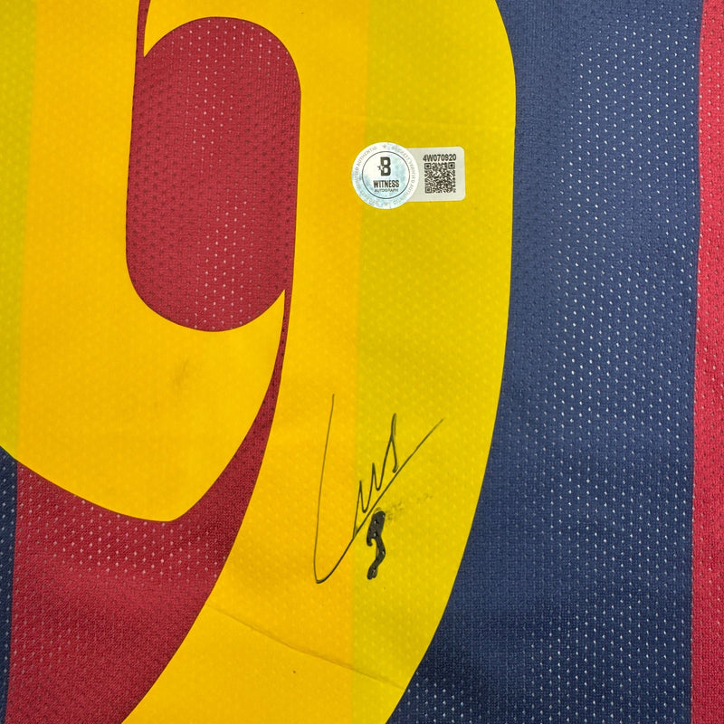Autographed/Signed Luis Suarez FC Barcelona Blue/Red Soccer Futbol Jersey Beckett BAS COA