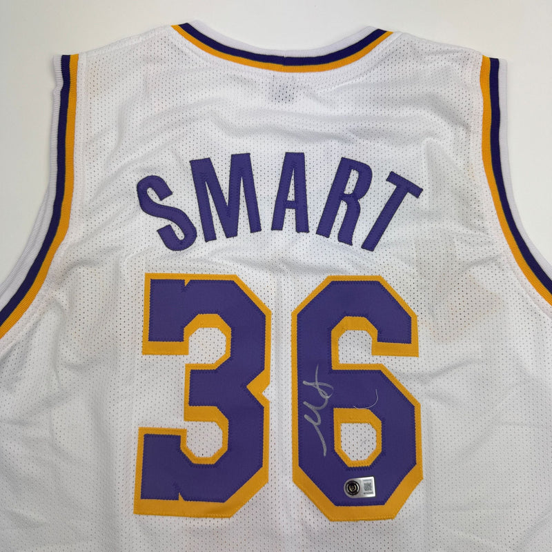 Autographed/Signed Marcus Smart Los Angeles White Basketball Jersey Beckett BAS COA