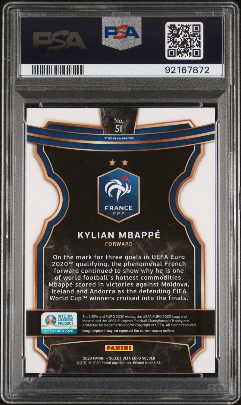 Graded 2020 Panini Select UEFA Euro Kylian Mbappe #51 Soccer Card PSA 10 Gem Mint
