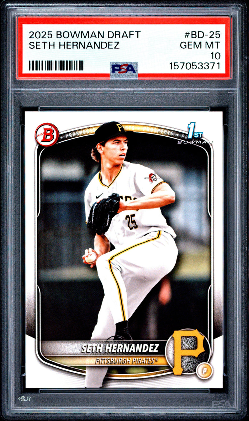 Graded 2025 Topps Bowman Draft Seth Hernandez #BD25 Rookie RC Baseball Card PSA 10 Gem Mint