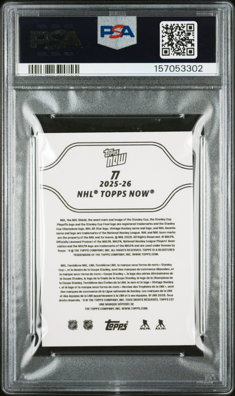 Graded 2025 Topps Now Matthew Schaefer #77 Rookie RC Hockey Card PSA 10 Gem Mint