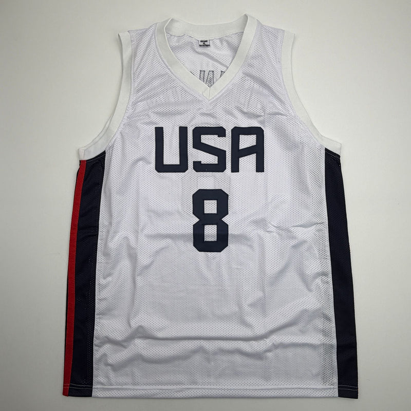 Autographed/Signed Joe Johnson United States USA Olympic White Basketball Jersey Beckett BAS COA