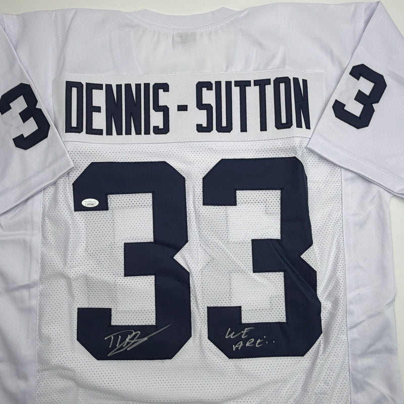 Autographed/Signed Dani Dennis-Sutton Penn State White College Football Jersey JSA COA