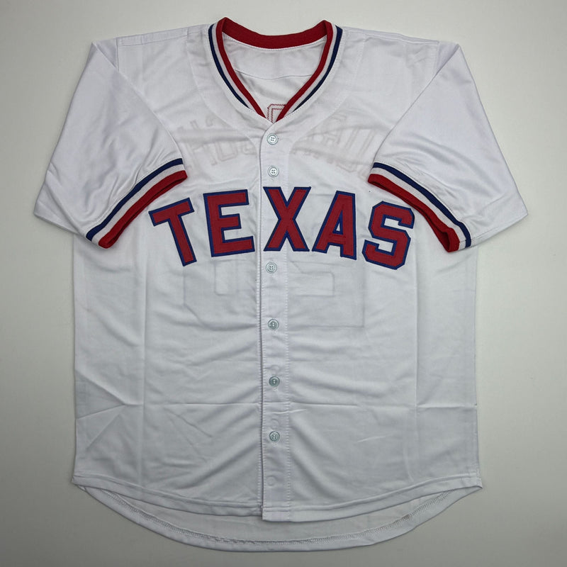 Autographed/Signed Jeff Burroughs Texas White Baseball Jersey Beckett BAS COA