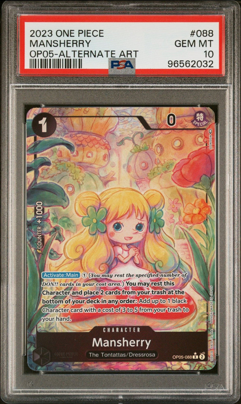Graded 2023 One Piece Mansherry #088 Awakening of the New Era Alt Art OP05 Trading Card Game PSA 10 Gem Mint