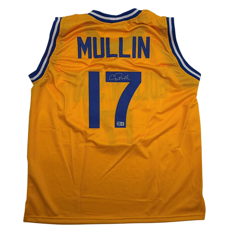 Autographed/Signed Chris Mullin Golden State Yellow Basketball Jersey Beckett BAS COA