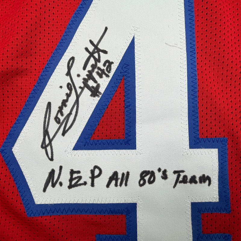 Autographed/Signed Ronnie Lippett New England Red Football Jersey Beckett BAS COA